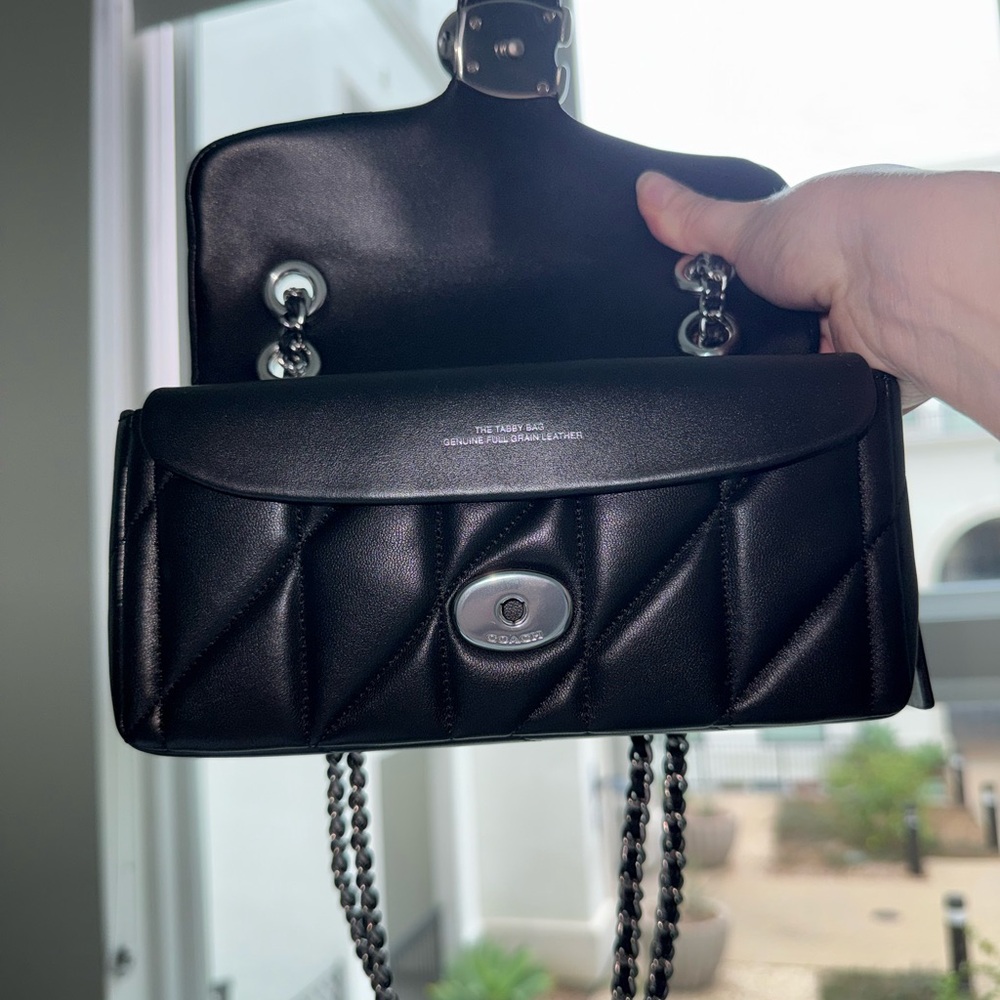 Coach Quilted Tabby 20 in Black/Silver - Picture 6 of 8